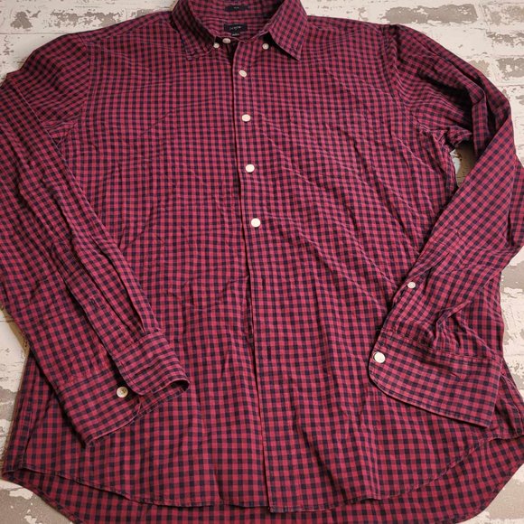 1209 J.‎ Crew Fuschia Men's LS Button Down Size Large Slim - Picture 1 of 4